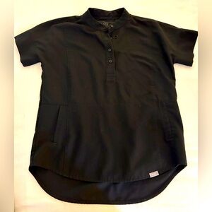 Figs Gidya Relaxed Henley Scrub Top Black XS Limited Edition